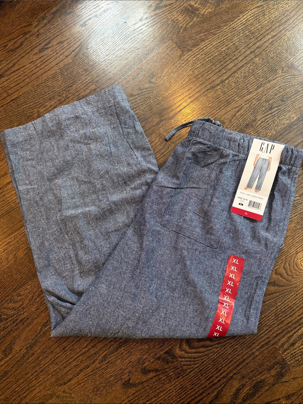 GAP woman’s linen pant Heather blue Drawstring Linen-Blend Joggers pants wide xl
